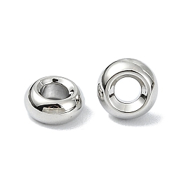 Real Platinum Plated SHEGRACE Brass Beads, Rondelle, Cadmium Free & Nickel Free & Lead Free, Real Platinum Plated, 5x2.5mm, Hole: 2mm