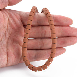 Saddle Brown Handmade Polymer Clay Bead Strands, Column, Saddle Brown, 6.5x6mm, Hole: 1.2mm, about 61pcs/strand, 15.75 inch(40cm)
