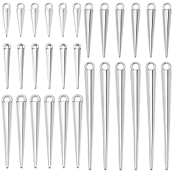 Antique Silver & Platinum 80Pcs 5 Styles Alloy Pendants, Cone Charms, Antique Silver & Platinum, 16~49.5x3~5mm, Hole: 1~2.5mm, 16pcs/style
