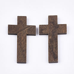 Kamel Natürliche Holzperlen, Hälfte gebohrt, gefärbt, Kreuz, Kamel, 50x27.5~28x4 mm, Bohrung: 1.2 mm