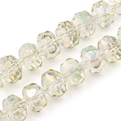 Нектар Прозрачные стеклянные бусины гальваническим пряди, гальваническое покрытие, граненые, рондель, нектар, 9x6 мм, отверстие : 1.2 мм, около 60 шт / нитка, 19.69'' (50 см)