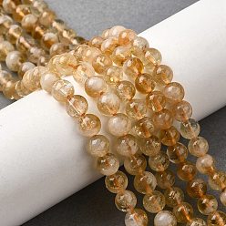 Цитрин Нагретые нити из натуральных цитриновых бусин, круглые, 6~7 мм, отверстие : 0.6 мм, около 61 шт / нитка, 15.35'' (39 см)