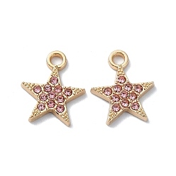 Свет Аметист Подвески из сплава и страза, звезда, светлый аметист, 15.5x12.5x2 мм, отверстие : 2 мм