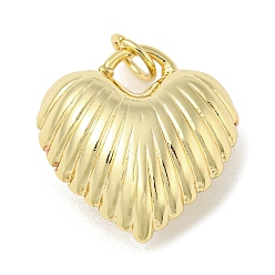 Настоящее золото 18K Стойки обшивки латунные подвески, долговечный, без свинца и без кадмия, сердце прелести, реальный 18 k позолоченный, 21x20x10 мм, отверстие : 4 мм