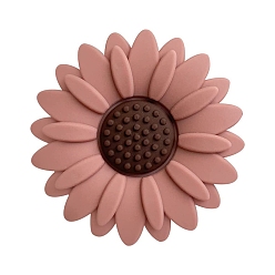 Rosy Brown Flower Food Grade Eco-Friendly Silicone Focal Beads, Rosy Brown, 20x20mm