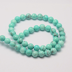 Howlite Natürliche Howlith Perlen Stränge, gefärbt, Runde, Aquamarin, 8 mm, Bohrung: 1 mm, ca. 48 Stk. / Strang, 15.5 Zoll