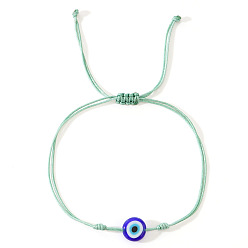 Аквамарин Стеклянные бусины от сглаза плетеные браслеты, регулируемые браслеты из шнура для женщин и мужчин, аквамарин