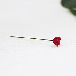 Темно-Красный Имитационная модель розы из смолы с железной проволокой, украшение куклы, аксессуары для ролевых игр, темно-красный, 60x9 мм