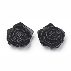 Черный Абс пластмассовые имитационные жемчужные кабошоны, цветок, чёрные, 17x17.5x6.5 мм , около 200 шт / мешок