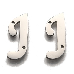 Letter J Не тускнеют 304 соединители из нержавеющей стали, буквы, для изготовления именных ожерелий, letter.j, 18.5x7.5x1.5 мм, отверстие : 0.9 мм