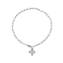 Платина Цепочки-скрепки с подвеской в виде креста из латуни для женщин и мужчин, платина, 18.11 дюйм (46 см)