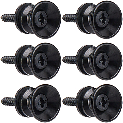 Черный Гвозди для крепления гитарного ремня из сплава для акустических и народных инструментов, чёрные, 13x9 мм, отверстие : 4 мм