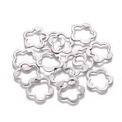Stainless Steel Color Tarnish Resistant 201 Stainless Steel Linking Rings, Flower, Stainless Steel Color, 22x0.5mm
