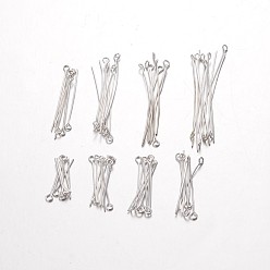 Серебро Железная глазная булавка смешанного цвета, 20~50x0.7 мм, отверстие: 2 мм, о 400 г / мешок