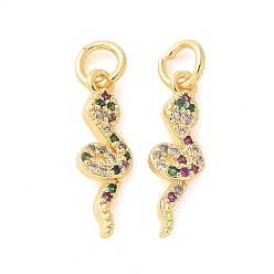 Настоящее золото 18K Латунные микро проложить кубического циркония прелести, без кадмия, без никеля и без свинца, змеиные чары, с целью перехода в кольце, реальный 18 k позолоченный, 17x5x3 мм, отверстие : 3.5 мм