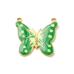 Зеленый лайм 304 нержавеющей стальной эмали подвески, со стразами, очарование бабочки, вакуумное покрытие pvd, реальный 18 k позолоченный, зеленый лайм, 24.5x25.5x2.5 мм, отверстие : 2 мм
