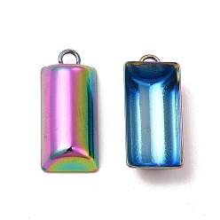 Rainbow Color Ion Plating(IP) 
304 Stainless Steel Pendants, Half Column Charm, Rainbow Color, 19x17.5x4.5mm, Hole: 1.6mm