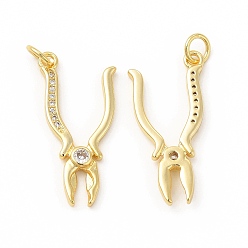 Настоящее золото 18K Подвески для инструментов из латуни с микропаве из кубического циркония, без кадмия и без свинца, плоскогубцы очарование, с целью перехода в кольце, реальный 18 k позолоченный, 25.5x13x2.8 мм, отверстие : 3.4 мм