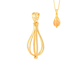 Золотой 1шт. 925 подвески из стерлингового серебра с бусинами в форме клетки, подвески-капельки с полой клеткой, золотые, 28x13.5 мм, отверстие : 5.7x4 мм, лоток : 12 мм