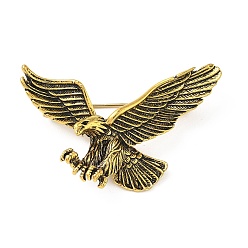 Античное Золото Брошь из сплава в виде орла, изысканная булавка для лацканов для мужчин и женщин, античное золото , 39x49 мм