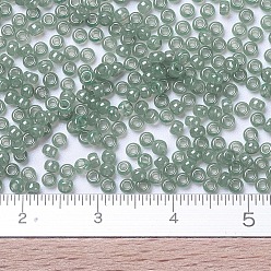 (RR2375) Transparent Light Moss Green Luster MIYUKI Round Rocailles Beads, Japanese Seed Beads, 11/0, (RR2375) Transparent Light Moss Green Luster, 2x1.3mm, Hole: 0.8mm, about 5500pcs/50g