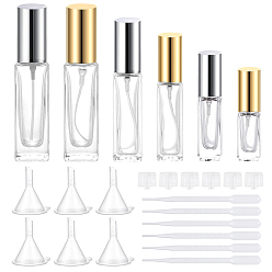 (52) Непрозрачная лаванда Стеклянный пустой распылитель, с пластиковым насосом, воронкой и капельницей, разноцветные, 1.8x1.8x6.4 см, емкость: 3 мл (0.10 жидких унций)