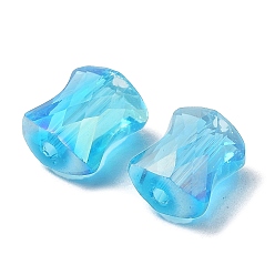 Светло-Голубой Гальванические стеклянные бусины, AB цвет, граненая подушка, Небесно-голубой, 10x8x6 мм, отверстие : 1.6 мм