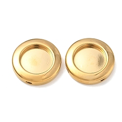 Real 18K Gold Plated 304 Stainless Steel Cabochon Settings, Round, Ion Plating(IP), Real 18K Gold Plated, 28x5.5mm