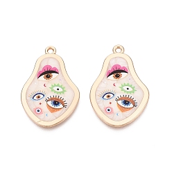 Разноцветный Печатные эмали подвески сплава, груша и оберег от сглаза, стойки покрытие, без кадмия и без свинца и без никеля, золотые, красочный, 37.5x25x2~2.5 мм, отверстие : 2 мм