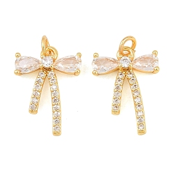 Настоящее золото 18K Латунные микро проложить кубического циркония подвески, бантом прелести, без свинца и без кадмия, стойки покрытие, долговечный, реальный 18 k позолоченный, 16x11x3 мм, Перейти кольцо: 4x0.8 мм, внутренний диаметр: 2.5 мм
