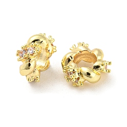 Золотой Латунные микро проложить кубического циркония бусы, долговечный, без свинца и без кадмия, твист, золотые, 8x3.5 мм, отверстие : 3.5 мм