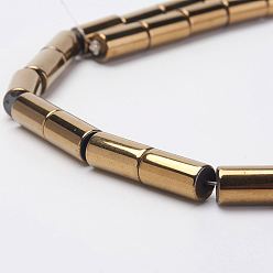 (252) Цвет внутри: морской / фиолетовый на подкладке Электролитические магнитные синтетические гематитовые нити, колонка, класс А, античная бронза покрытие, 6.5x12 мм, отверстие : 1 мм, около 31 шт / нитка, 15.74 дюйм