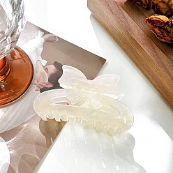 (404) Непрозрачное AB Кислое яблоко Заколки для волос в форме когтей из ацетата целлюлозы, аксессуары для волос для женщин и девочек, бантом, цветочный белый, 83 мм