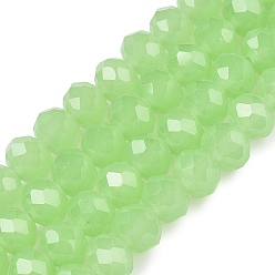 Бледно-Зеленый Стеклянные бусины, имитация нефрита, граненые, рондель, бледно-зеленый, 6x5 мм, отверстие : 1 мм, около 80~85 шт / нитка, 38~40 см