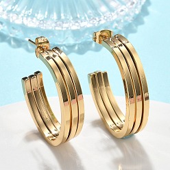 Золотой Серьги-гвоздики из нержавеющей стали в форме тройной буквы С, с 201 штифтов из нержавеющей стали, вакуумное покрытие pvd, долговечный, золотые, 304 мм