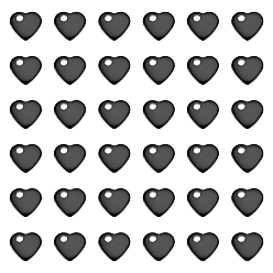 Electrophoresis Black 40 шт. 304 подвески из нержавеющей стали, штамповка пустой метки, сердце, электрофорез черный, 5x6x1 мм, отверстие : 1 мм