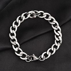 Нержавеющая Сталь Цвет Не тускнеет 304 браслет из нержавеющей стали с панцирной цепью для мужчин и женщин, цвет нержавеющей стали, 8-1/8 дюйм (20.6 см)