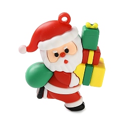 Santa Claus Подвески из ПВХ на рождественскую тематику, Дед Мороз, 51x43x18 мм, отверстие : 2.5 мм