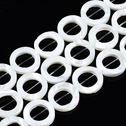 Seashell Color Natural Trochid Shell/Trochus Shell Beads Frames Strands, Ring, Bleach, Seashell Color, 15x3mm, Hole: 0.5mm, Inner Diameter: 9~10mm, about 25~26pcs/strand, 14.96~15.35 inch(38~39cm)