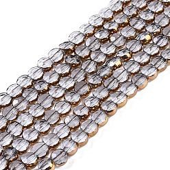 Гейнсборо Стеклянные бусины с гальваническим покрытием , полное покрытие, граненые, плоско-круглые, светло-серые, 4x4.5x3.5 мм, отверстие : 0.8 мм, около 74 шт / нитка, 11.73'' (29.8 см)