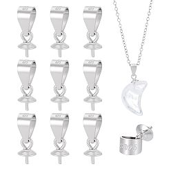 Платина 10шт. с родиевым покрытием 925крепления для штифтов из стерлингового серебра, держатели чашки, с печатью s925, платина, 11.5 мм, отверстие : 4.5x4 мм, штифты : 0.6 мм