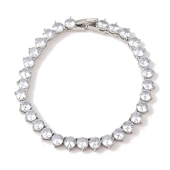 Платина Латунь с кубическими браслетами из циркония, без свинца и без кадмия, реальный 18 k позолоченный, платина, 6-7/8 дюйм (17.5 см)