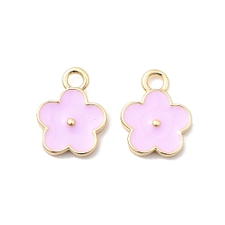 Лиловый Латунь эмаль подвески, , реальный 18 k позолоченный, сирень, 11.5x9x2 мм, отверстие : 1.8 мм