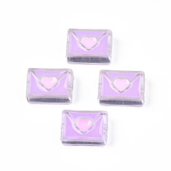 Фиолетовый Прозрачные акриловые бусины, с эмалью, конверт, фиолетовые, 22x16x9 мм, отверстие : 3 мм