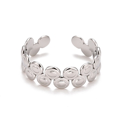 Stainless Steel Color Non-Tarnish 304 Stainless Steel Flat Round Wrap Open Cuff Ring for Women, Stainless Steel Color, US Size 8 1/4(18.3mm)