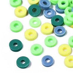 Couleur Mélangete Perles en fimo faits à la main, perles heishi, disque / plat rond, couleur mixte, 4x0.5~1.5mm, Trou: 1.5mm, environ66600 pcs / 1000 g