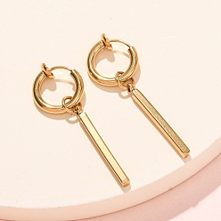 Golden 201 Stainless Steel Hoop Dangle Earrings for Women, Stick, with 304 Stainless Steel Pin, Golden, 35x12mm
