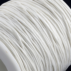 White Waxed Cotton Thread Cords, White, 1mm, about 100yards/roll