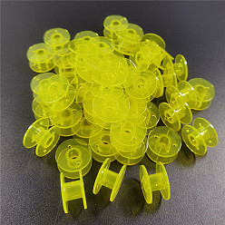 Yellow Transparent Plastic Bobbins, Sewing Thread Holders, for Sewing Tools, Yellow, 20x10mm, Hole: 6mm
