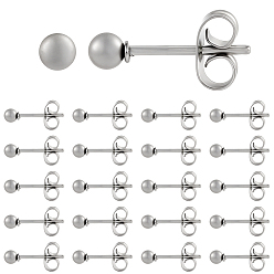 Нержавеющая Сталь Цвет 100шт. 304 круглые серьги-гвоздики из нержавеющей стали, цвет нержавеющей стали, 13x3 мм